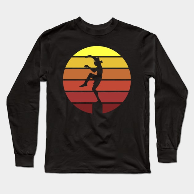 Vintage Crane Kick Karate Kid Silhoutte Long Sleeve T-Shirt by gastaocared